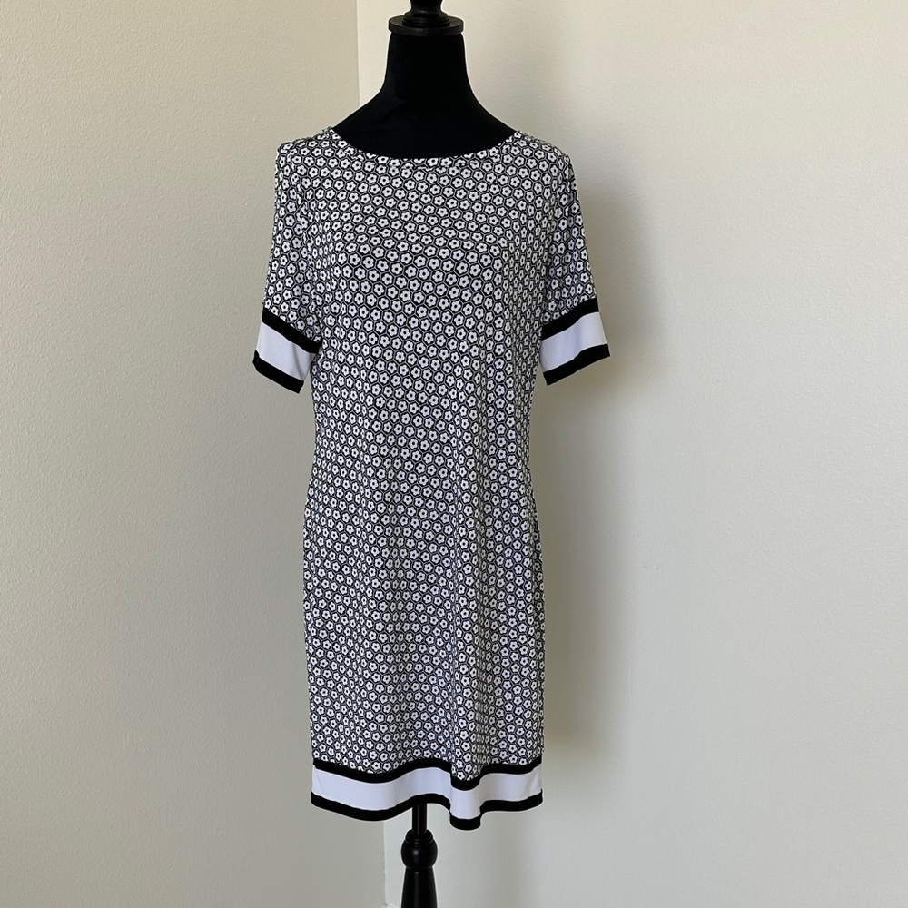 Michael Kors Black and White Geometric Mini Dress